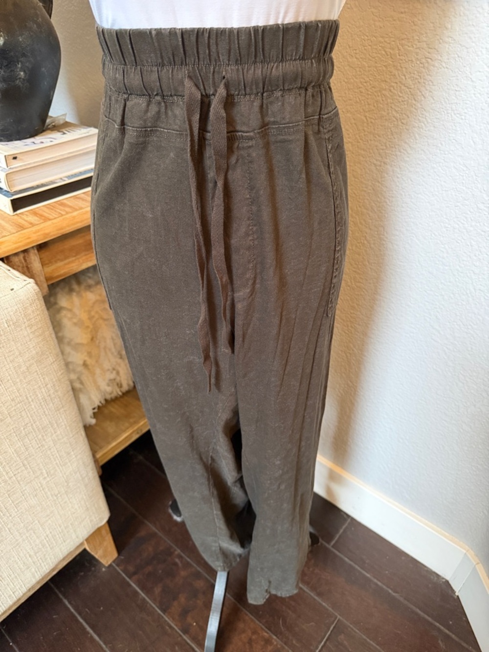 Kut from the Kloth Linen Blend Faded Brown High Waist Straight Leg Pants Size 2X